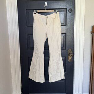 White Corduroy Fit and Flair Pants